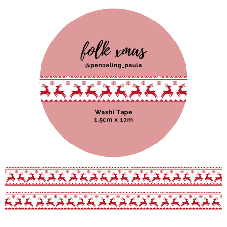Penpaling Paula Folk Xmas Washi Tape (WT199)