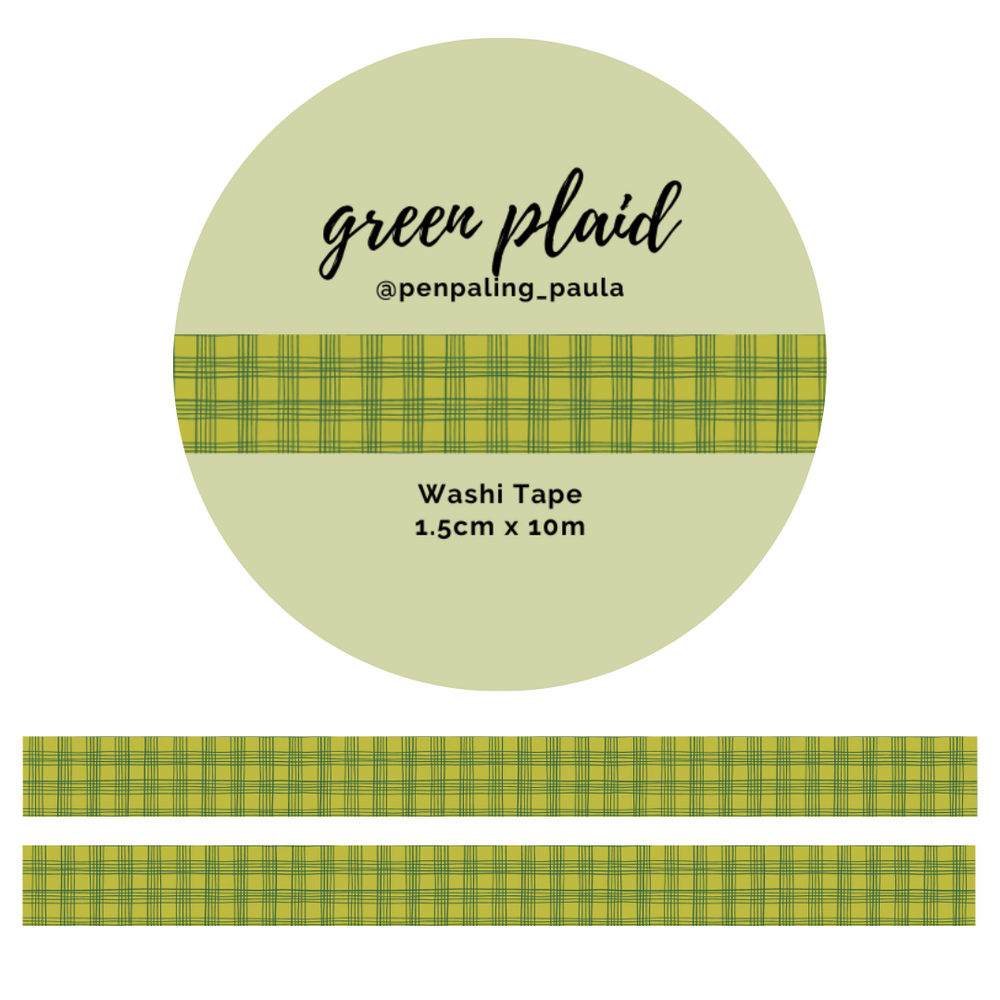 Penpaling Paula Green Plaid Washi Tape (WT205)