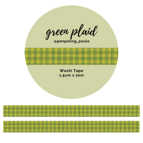 Penpaling Paula Green Plaid Washi Tape (WT205)