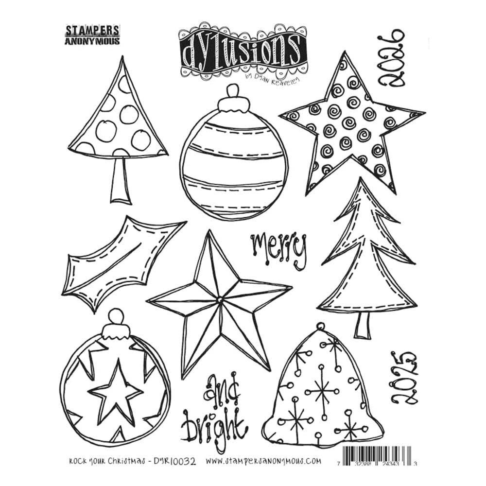 Ranger Dylusions Rock Your Christmas Cling Stamps (DYR10032)