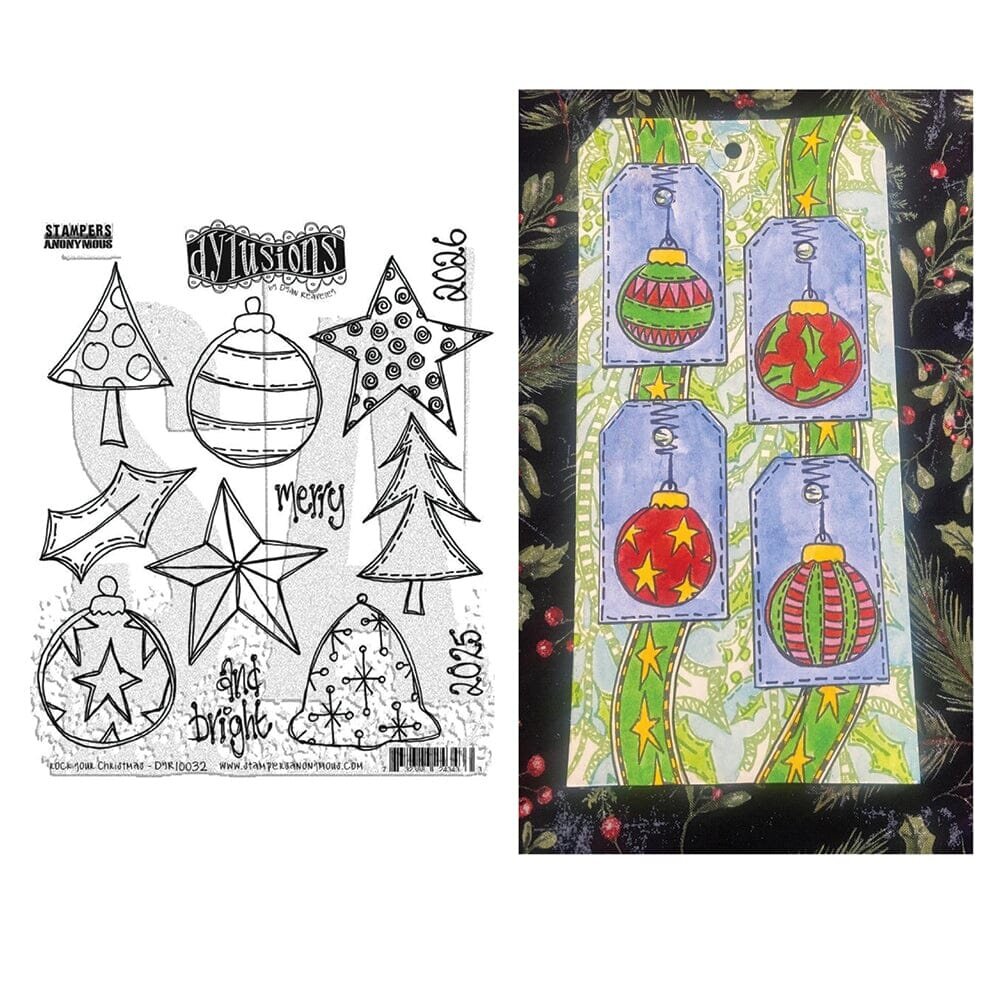 Ranger Dylusions Rock Your Christmas Cling Stamps (DYR10032)