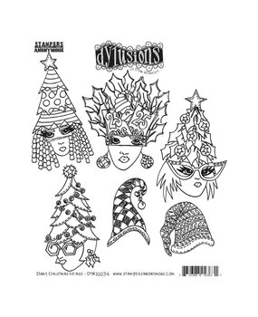 Ranger Dylusions Dinky Christmas Heads Cling Stamps (DYR10034)