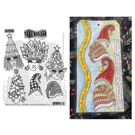 Ranger Dylusions Dinky Christmas Heads Cling Stamps (DYR10034)