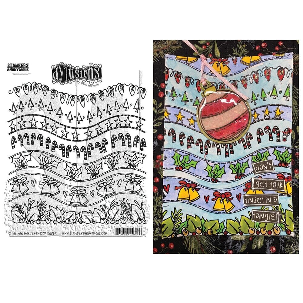 Ranger PRE-ORDER Dylusions Christmas Borders Cling Stamps (DYR10035)
