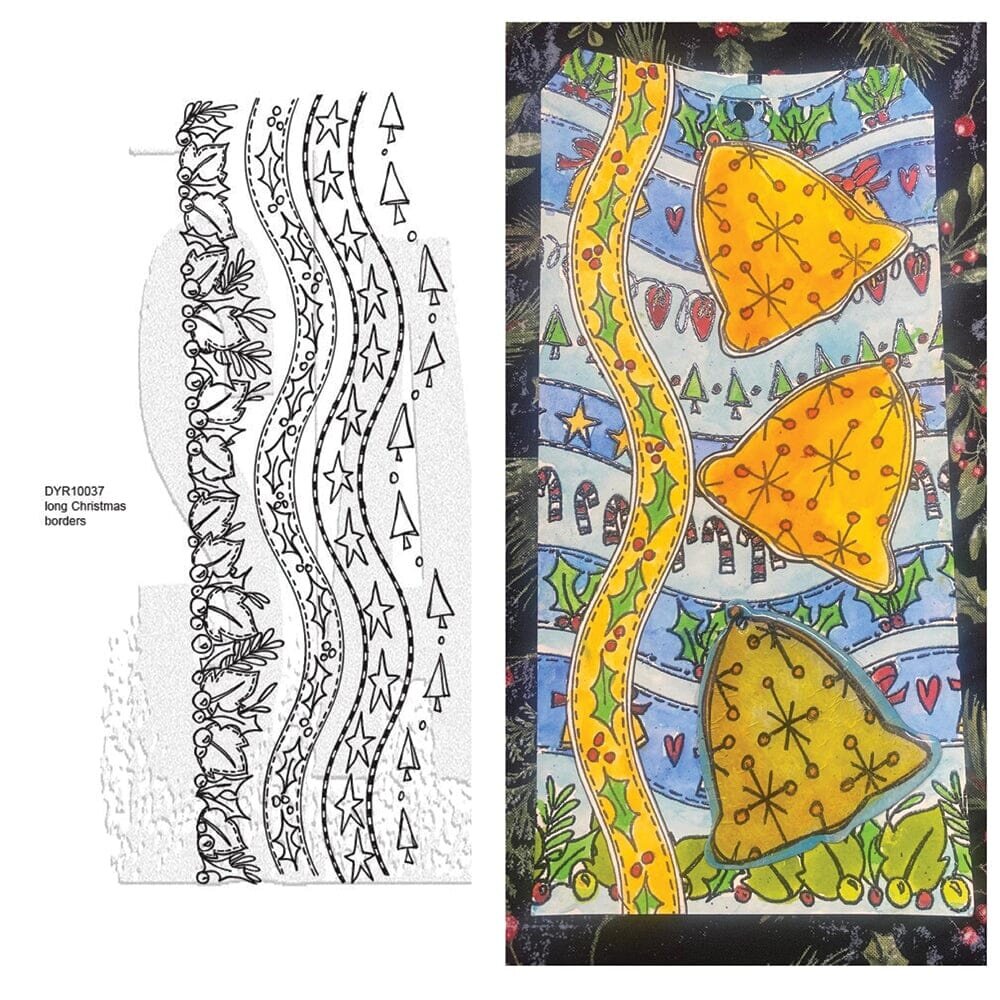 Ranger PRE-ORDER Dylusions Long Christmas Borders Cling Stamps (DYR10037)