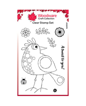 Woodware Singles Bubble Birds Lola Clear Stamps (JGS878) (OUTLET)