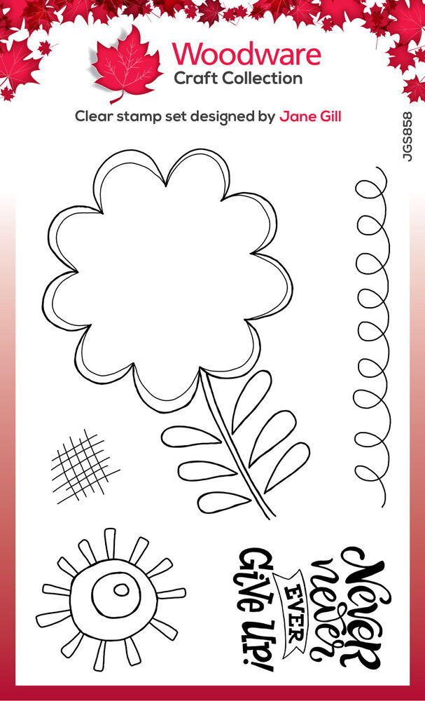 Woodware Petal Doodles Never Give Up Clear Stamps (JGS858) (OUTLET)
