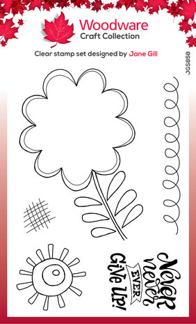 Woodware Petal Doodles Never Give Up Clear Stamps (JGS858) (OUTLET)