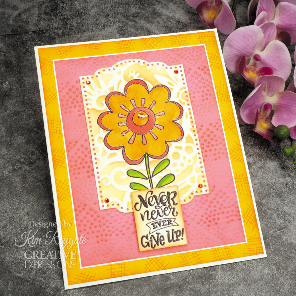 Woodware Petal Doodles Never Give Up Clear Stamps (JGS858) (OUTLET)