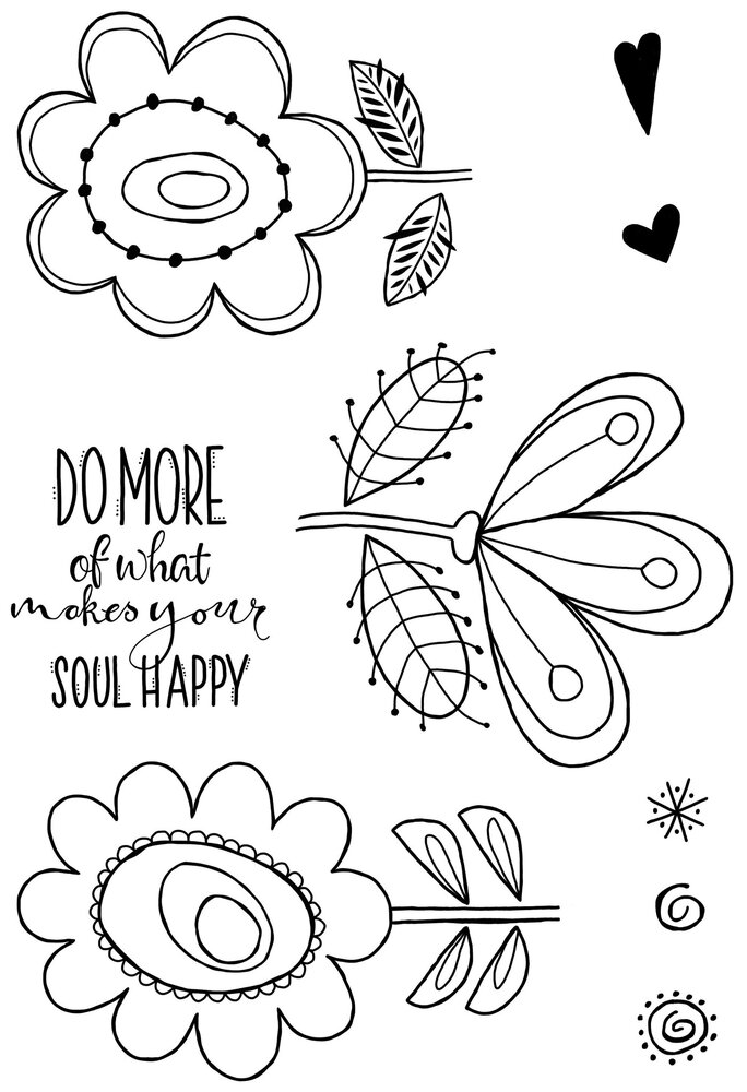 Woodware Petal Doodles Happy Soul Clear Stamps (JGS856) (OUTLET)