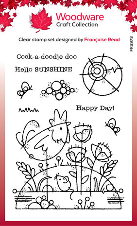 Woodware Rooster Meadow Clear Stamps (FRS973) (OUTLET)