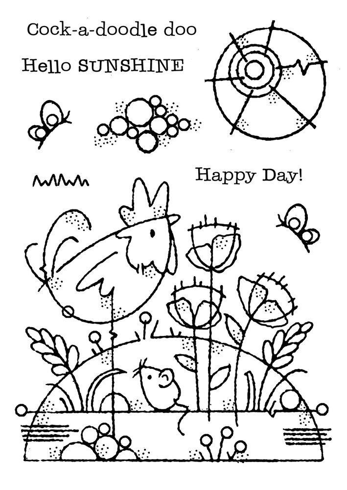 Woodware Rooster Meadow Clear Stamps (FRS973) (OUTLET)