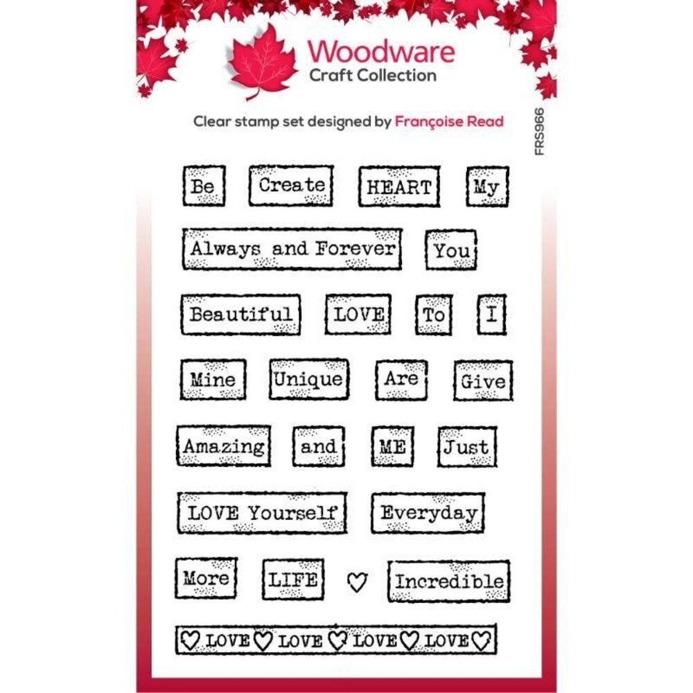 Woodware Love Tape Words Clear Stamps (FRS966) (OUTLET)