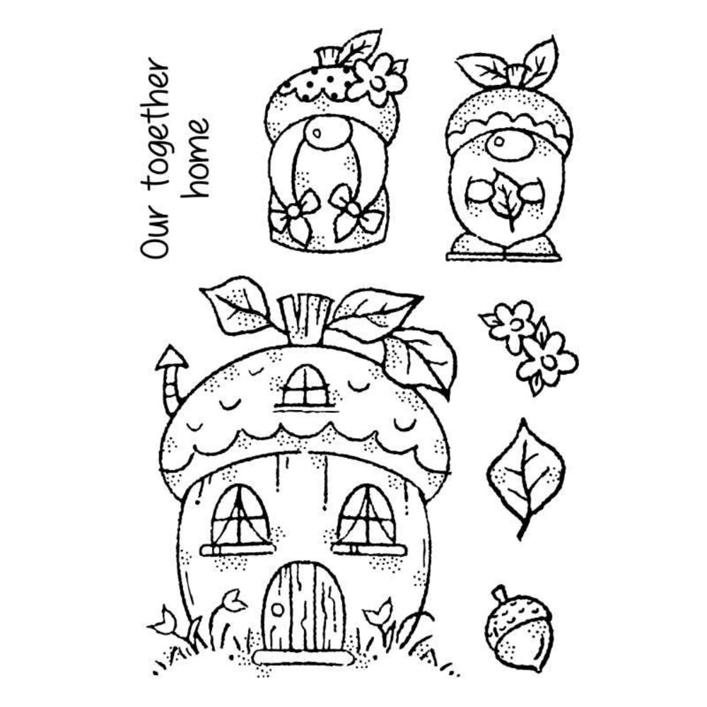 Woodware Acorn Gnomes Clear Stamp (FRS879) (OUTLET)
