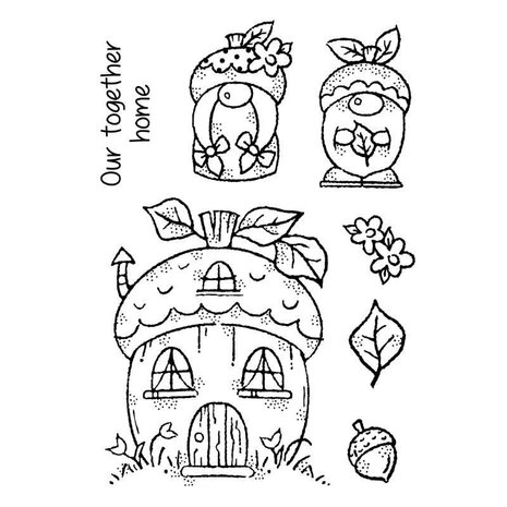 Woodware Acorn Gnomes Clear Stamp (FRS879) (OUTLET)
