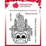 Woodware Owl Planter Clear Stamp (FRS087) (OUTLET)