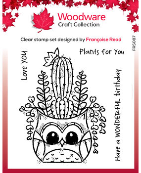 Woodware Owl Planter Clear Stamp (FRS087) (OUTLET)