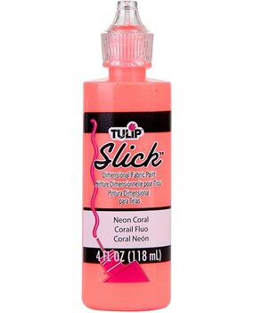 Tulip Slick Dimensional Fabric Paint Neon Coral 4 fl oz (30712) (OUTLET)