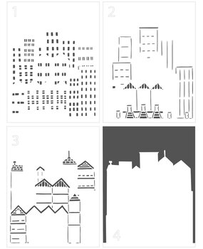 The Crafter's Workshop Cityscape Buildings 5,5x4,25 Inch Layered Stencil (TCW6016) (OUTLET)