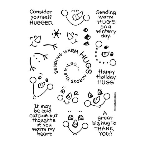 Stampendous! Snowman Hugs Faces & Sentiments Clear Stamps (STP-206) (OUTLET)