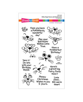 Stampendous! Kitty Hugs Faces and Sentiments Clear Stamps (STP-201) (OUTLET)