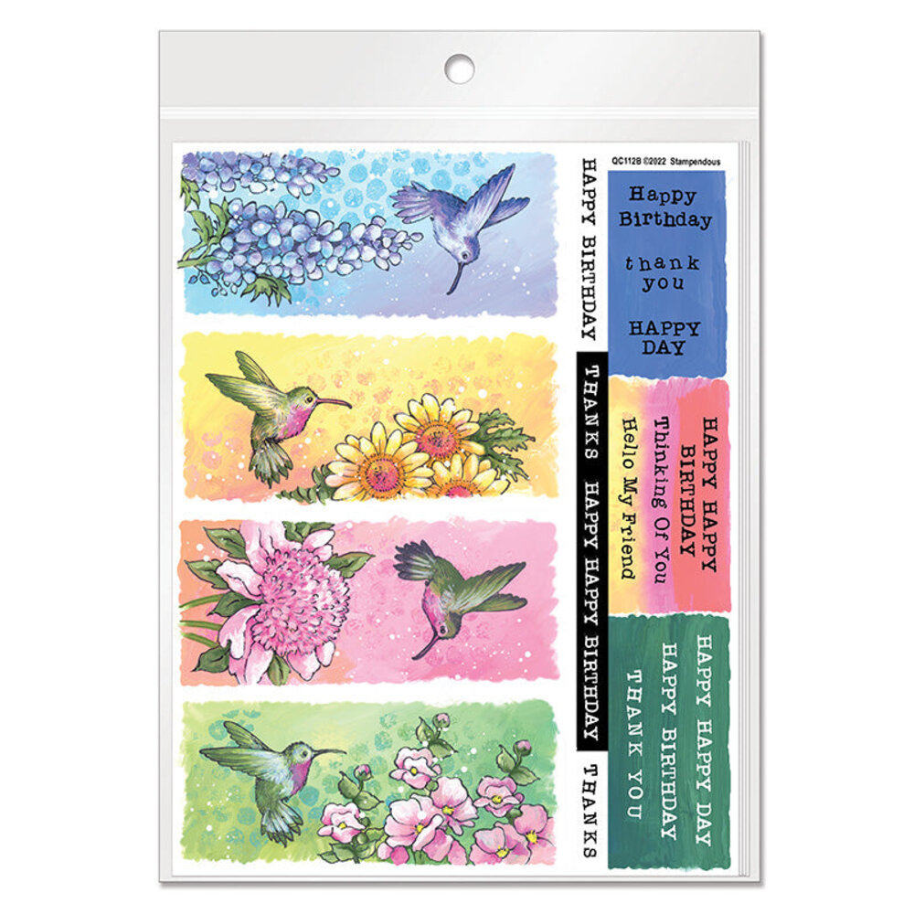 Stampendous! Quick Card Panels Hummingbird Bright (4pcs) (QC112AB) (OUTLET)