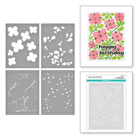 Spellbinders Blossoming Flowers Layered Stencil (STN-075) (OUTLET)
