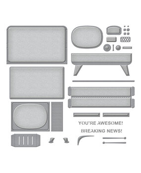 Spellbinders 3D Vignette Retro Television Etched Dies (S5-517) (OUTLET)