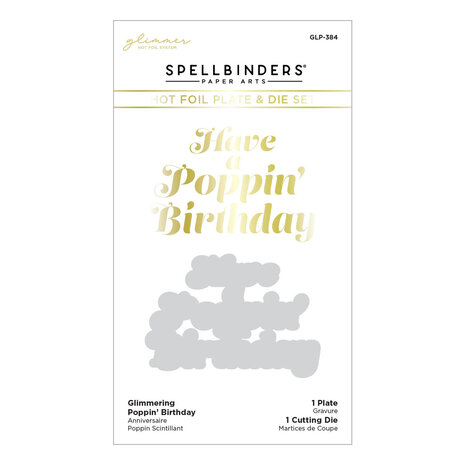 Spellbinders Glimmering Poppin' Birthday Hot Foil Plate & Die Set (GLP-384) (OUTLET)