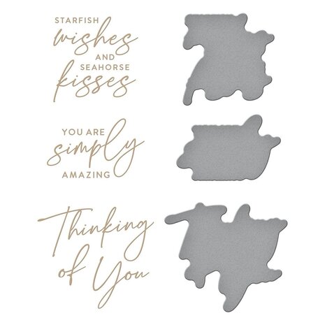 Spellbinders Seahorse Kisses Sentiments Glimmer Hot Foil Plate & Die Set (GLP-372) (OUTLET)