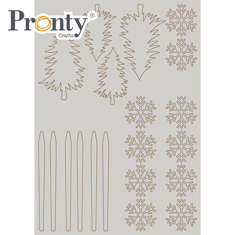 Pronty Crafts Grey Chipboard A4 Trees and Snowflakes (492.001.049) (OUTLET)