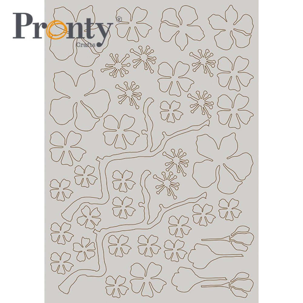 Pronty Crafts Grey Chipboard A4 Layered Cherry Blossom (492.001.042) (OUTLET)