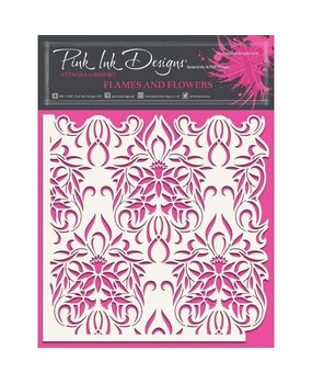 Pink Ink Designs Flames & Flowers 7x7 Inch Stencil (PINKST020) (OUTLET)