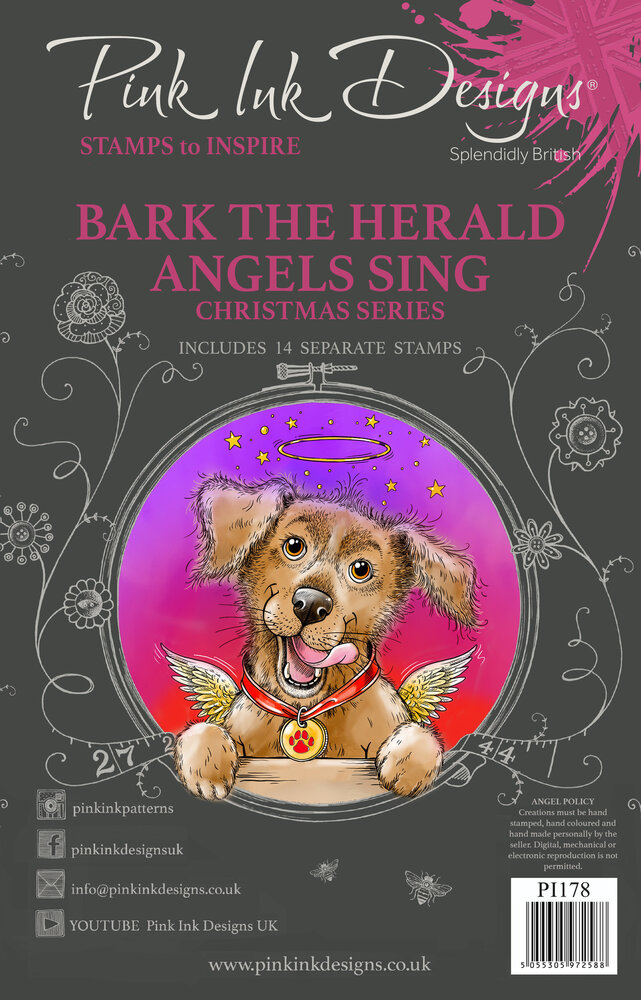 Pink Ink Designs Bark The Herald Angels Sing A5 Clear Stamps (PI178) (OUTLET)