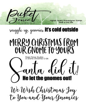 Picket Fence Studios A Gnome Christmas 4x4 Inch Clear Stamps (C-126) (OUTLET) Picket Fence Studios A Gnome Christmas 4x4 Inch Clear Stamps (C-126) (OUTLET)