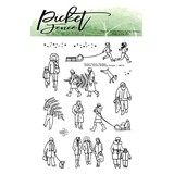 Picket Fence Studios Winter Scene Building People 3x4 Inch Clear Stamps (BB-173) (OUTLET)