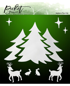 Picket Fence Studios A Winter Scene 6x6 Inch Stencil (SC-255) (OUTLET)