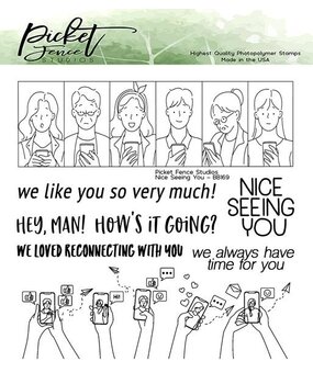 Picket Fence Studios Nice Seeing You 6x6 Inch Clear Stamps (BB-169) (OUTLET)