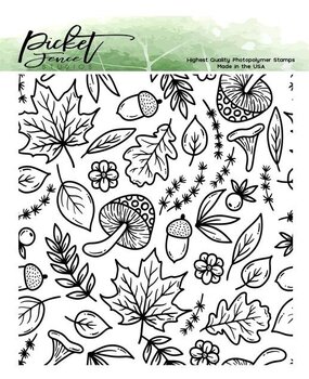 Picket Fence Studios A Medley of Fall Collage 4x4 Inch Clear Stamps (BB-167) (OUTLET)