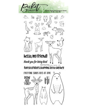 Picket Fence Studios Forest Critters Stopping by to Say Hey 4x8 Inch Clear Stamps (A-152) (OUTLET)