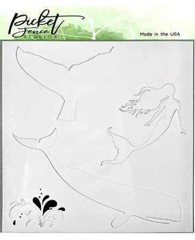 Picket Fence Studios Whale and Mermaid 6x6 Inch Stencil (SC-227) (OUTLET)