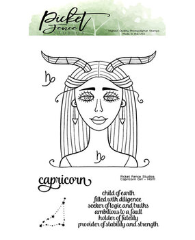 Picket Fence Studios Capricorn Girl 4x6 Inch Clear Stamps (HG-111) (OUTLET)