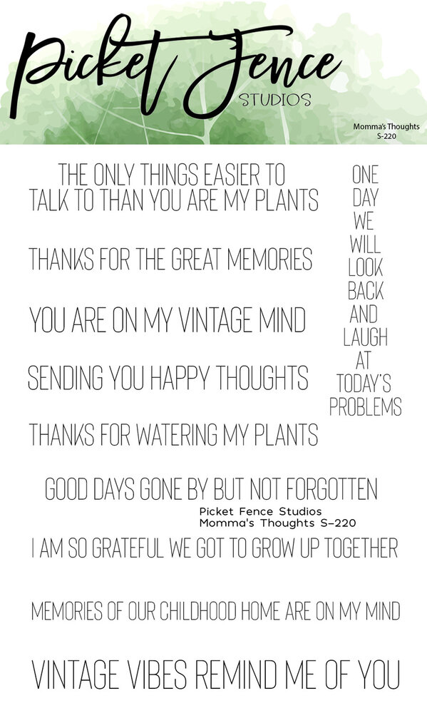 Picket Fence Studios Momma's Thoughts 3x4 Inch Clear Stamps (S-220) (OUTLET)