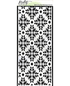 Picket Fence Studios Slim Line Tile Montage 4x10 Inch Stencil (SC-329) (OUTLET)