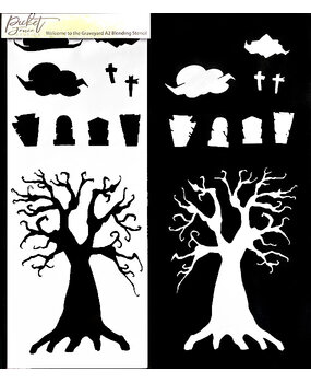 Picket Fence Studios Welcome to the Graveyard 4x10 Inch Blending Stencil (SC-312) (OUTLET)