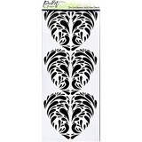 Picket Fence Studios Slim Line Reverse Swirly Heart 4x10 Inch Stencil (SC-306) (OUTLET)