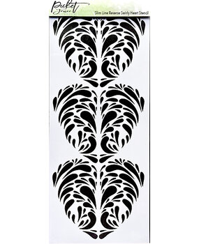 Picket Fence Studios Slim Line Reverse Swirly Heart 4x10 Inch Stencil (SC-306) (OUTLET)