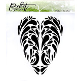 Picket Fence Studios Swirly Heart 6x6 Inch Stencil (SC-307) (OUTLET)