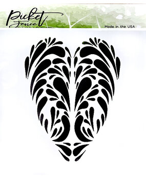 Picket Fence Studios Swirly Heart 6x6 Inch Stencil (SC-307) (OUTLET)