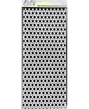 Picket Fence Studios Slim Line Hexagon Randomness 4x10 Inch Stencil (SC-300) (OUTLET)